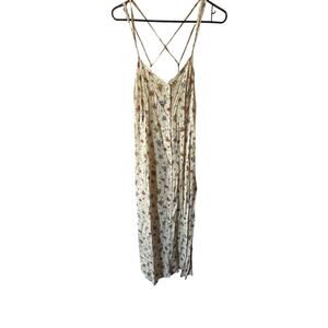 Vintage Cristin Stevens 90s Women M Floral Midi Dress Criss Cross Cottagecore